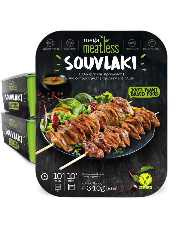 MEATLESS ΣΟΥΒΛΑΚΙ ΣΚΑΦ.(5x68gr) 340gr MEGA MEATLESS