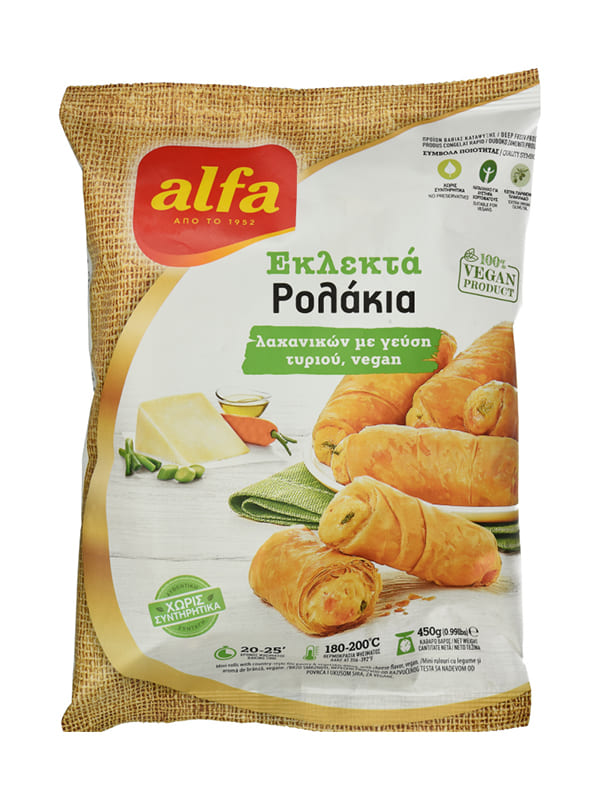 Εκλεκτά ρολάκια λαχανικών με γεύση τυριού vegan 450g ALFA