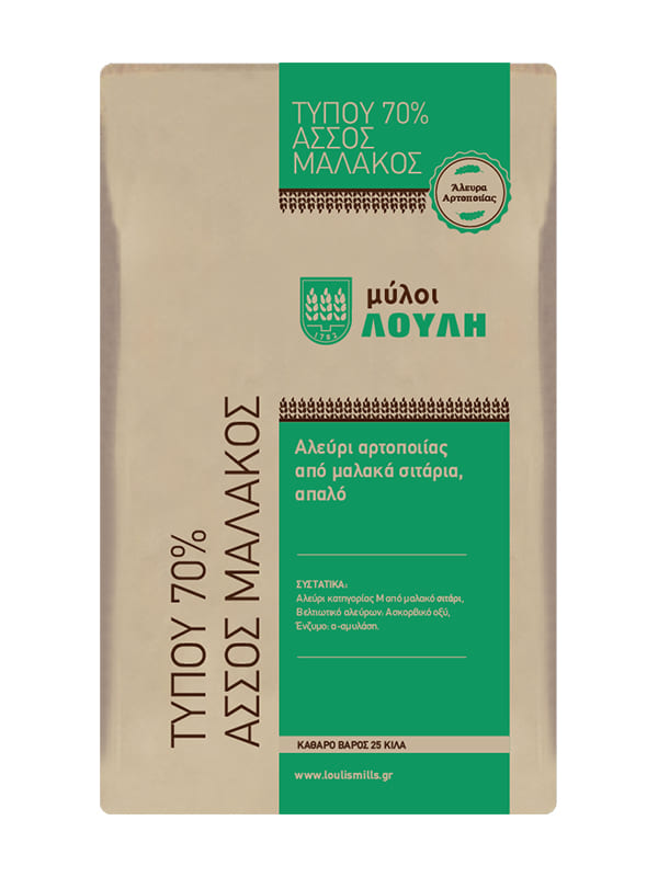 Αλεύρι Τ.70% Άσσος μαλακός 25kg ΜΥΛΟΙ ΛΟΥΛΗ