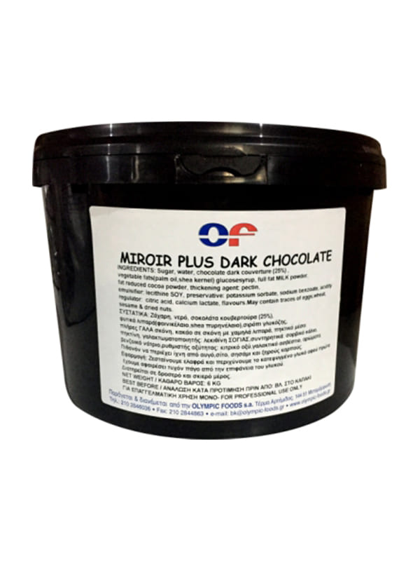 Γκλασάζ μαύρης σοκολάτας plus ζεστή μέθοδος  (miroir) 6kg OLYMPIC FOODS