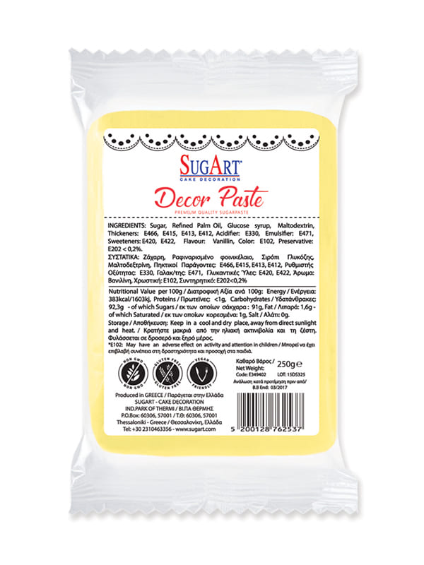 Decor paste ζαχαρόπαστα κίτρινο 1kg