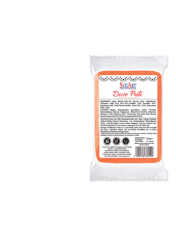 Decor paste ζαχαρόπαστα πορτοκαλί 1kg