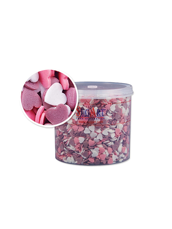 Καρδούλες λευκές-ροζ-μωβ decor βάζο 500gr