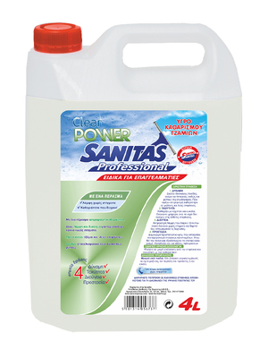 Υγρό τζαμιών clear power Sanitas 4lt