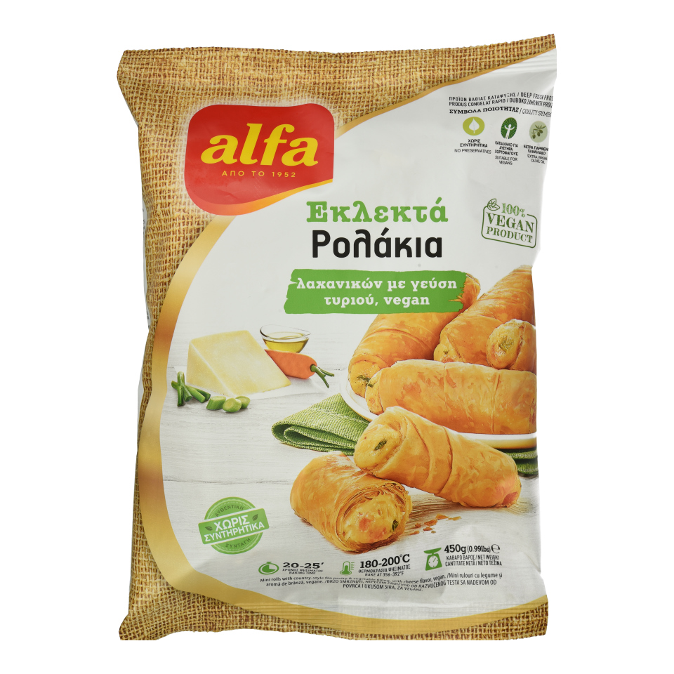 Εκλεκτά ρολάκια λαχανικών με γεύση τυριού vegan 450g ALFA