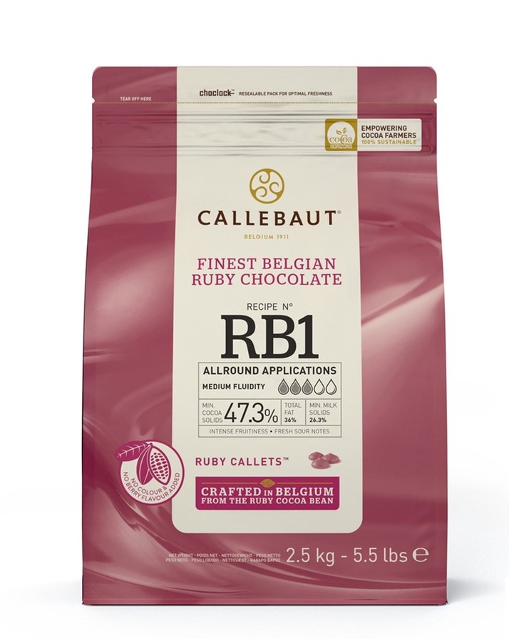 Σοκολάτα ruby 47.3% callets Barry Callebaut 2.5kg
